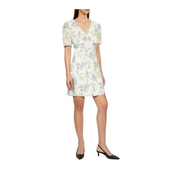 NWT The Kooples Floral Shirred Puff-Sleeve Mini Dress XS - Picture 3 of 10